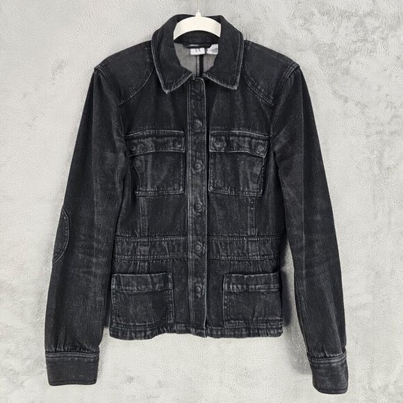 Armani Exchange Jackets & Blazers - Armani Exchange Denim Jacket Womens Size S Dark Gray Stretch Collared Snap